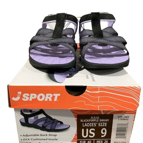 Jsport by Jambu Women's Sandals Strap Black Purple Size 9 NIB - Picture 4 of 11